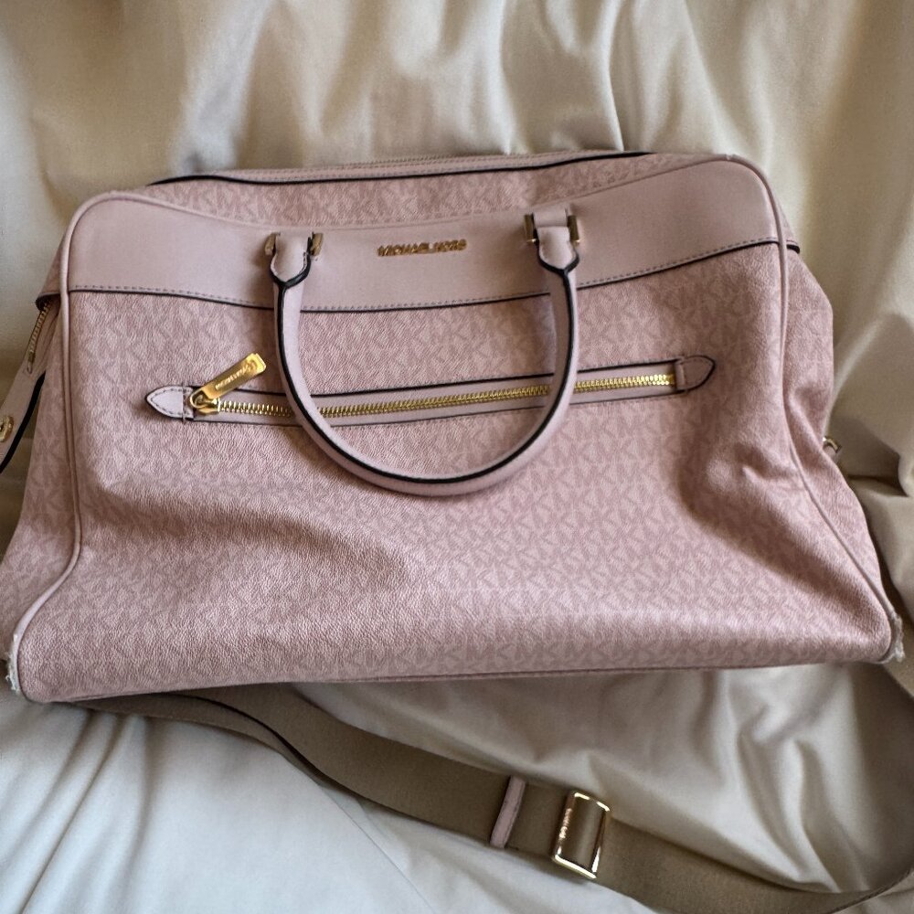 Michael Kors Signature Powder Pink Duffel Bag, Designer Style
